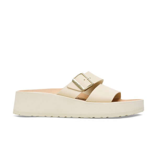 Almina Exquisite Platform Wedge Ecru Smooth Leather - Image 2