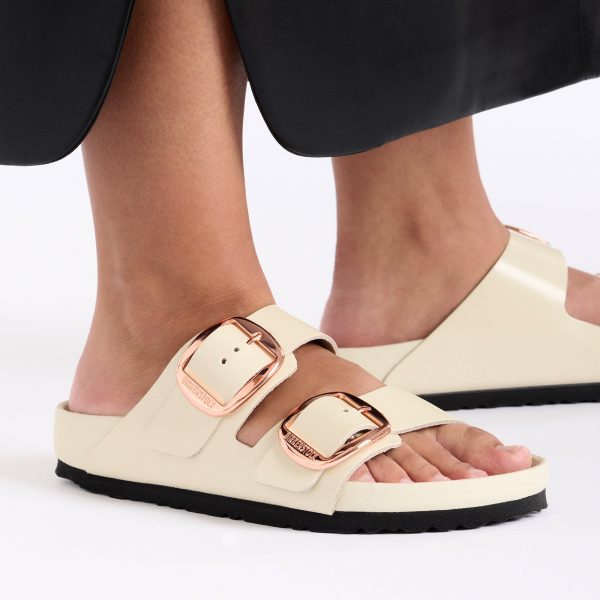 Arizona Big Buckle Exquisite High Shine Ecru Natural Leather Patent - Image 5