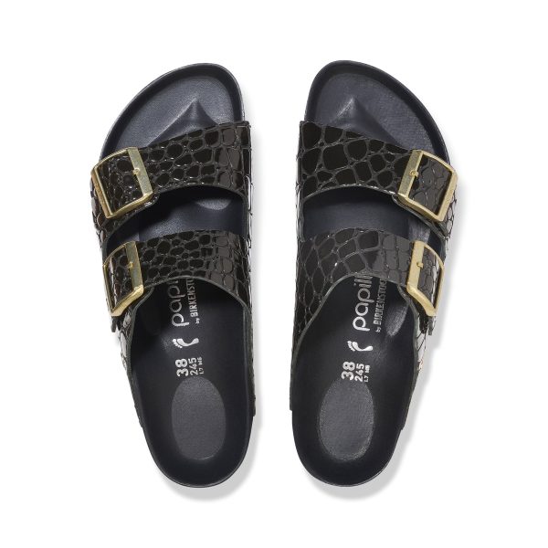 Arizona Flex Platform Shiny Croc Black Embossed Patent Leather - Image 3