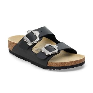 Arizona Kids Flower Buckle Black Birko-Flor