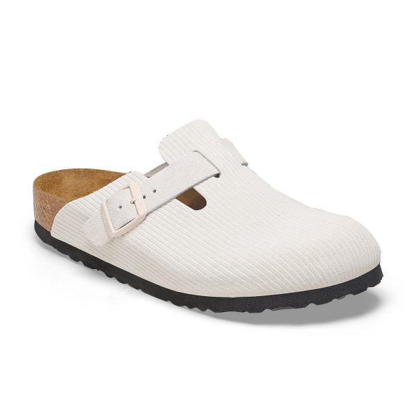 Boston Corduroy Antique White Embossed Suede Leather