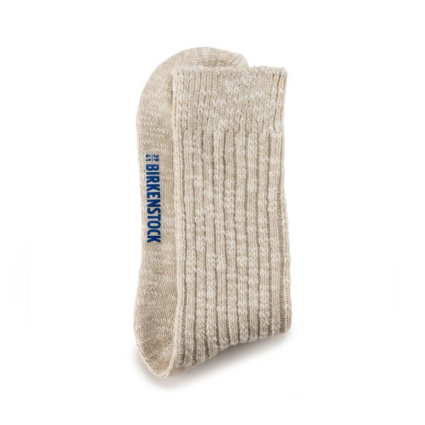 Cotton Slub Socks Beige White - Image 3