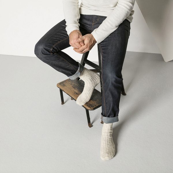 Cotton Slub Socks Beige White - Image 4