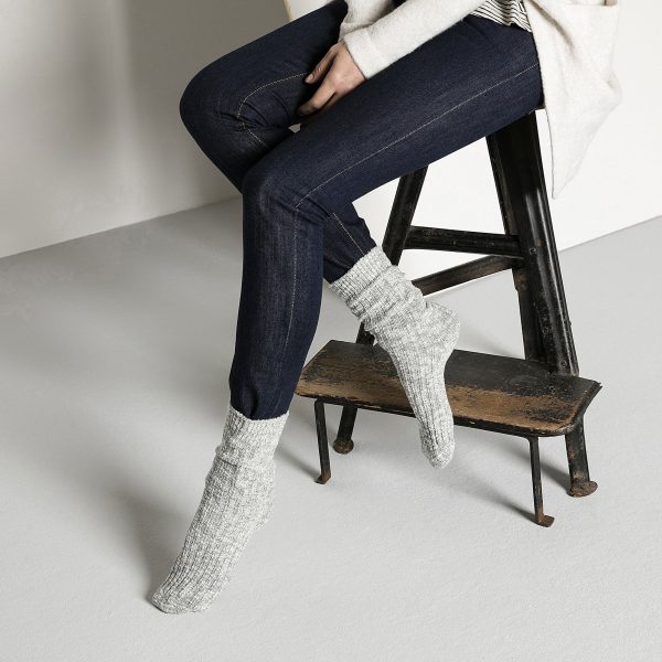 Cotton Slub Socks Grey White - Image 4