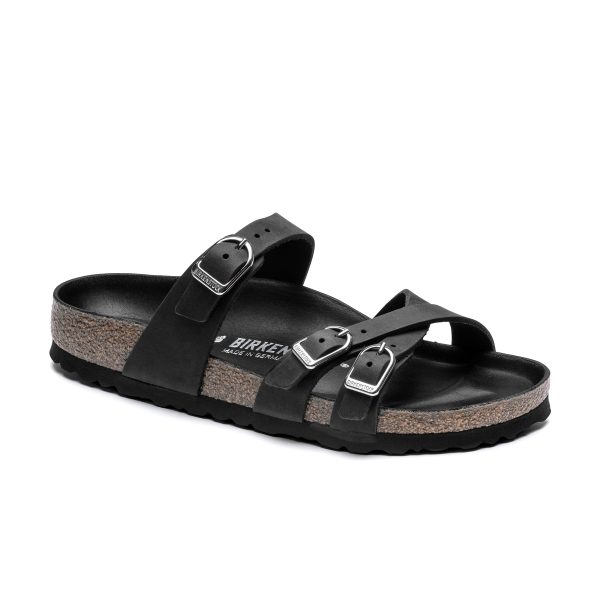 Franca Big Buckle Black Oiled Leather