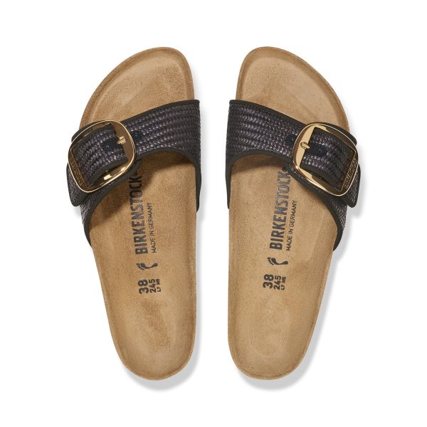 Madrid Big Buckle Raffia Black Textile - Image 3