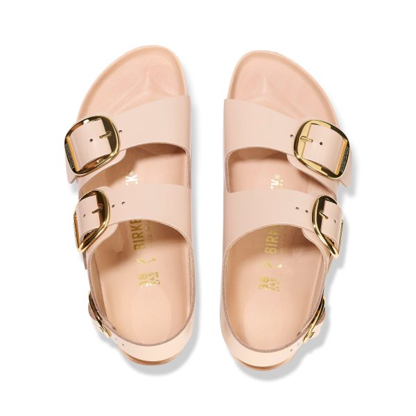 Milano Big Buckle High Shine New Beige Natural Leather Patent - Image 3
