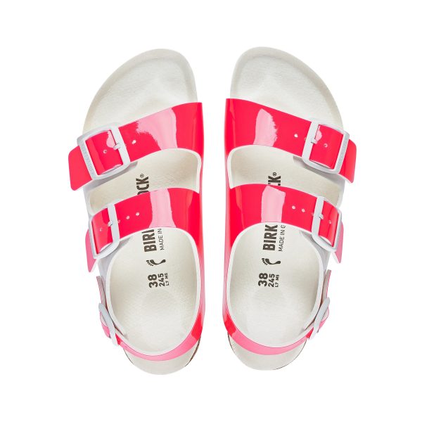 Milano Vegan Neon Pink/White Birko-Flor Patent - Image 3
